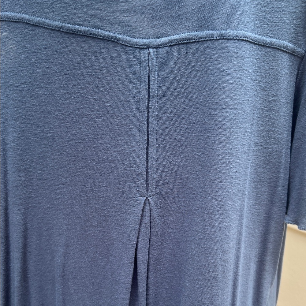 Free People Bittersweet Cold Shoulder Linen T Shirt Top Denim Blue Size Large - Picture 7 of 11